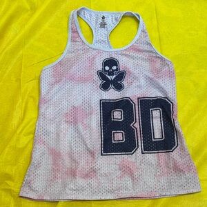 Betty Designs Pink and White Mesh Run Tank Top. XS